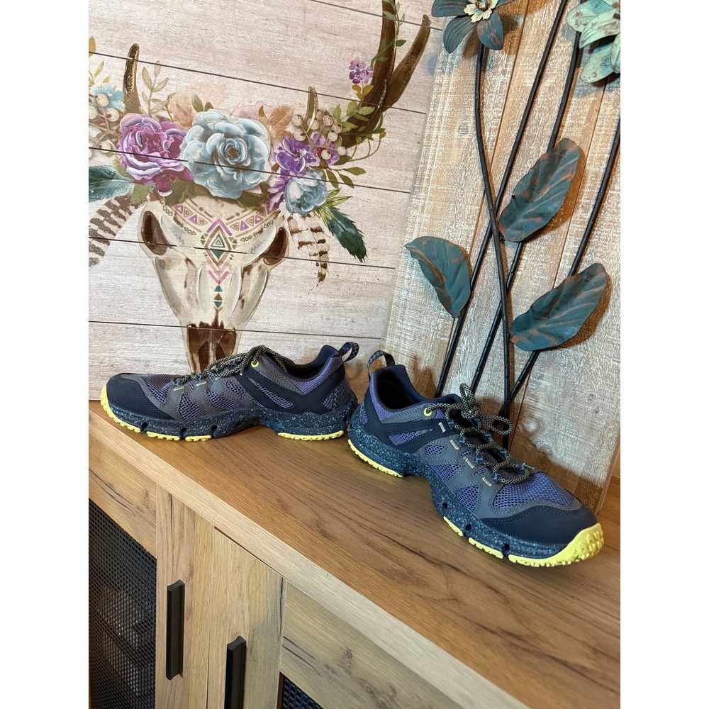 Merrell Women's Trail Hiking Shoes Navy Yellow Mesh Lace Up Size 10 - Picture 3 of 10